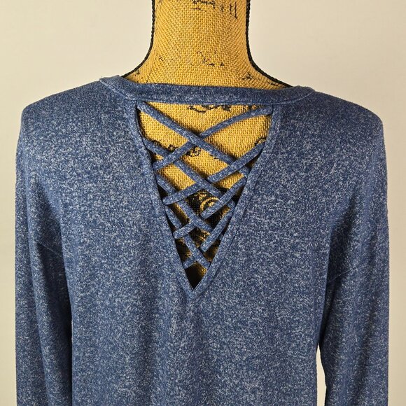 Motherhood Maternity Blue Knit Top Small SP Long Sleeve‎ Criss Cross Back Casual - Picture 9 of 9